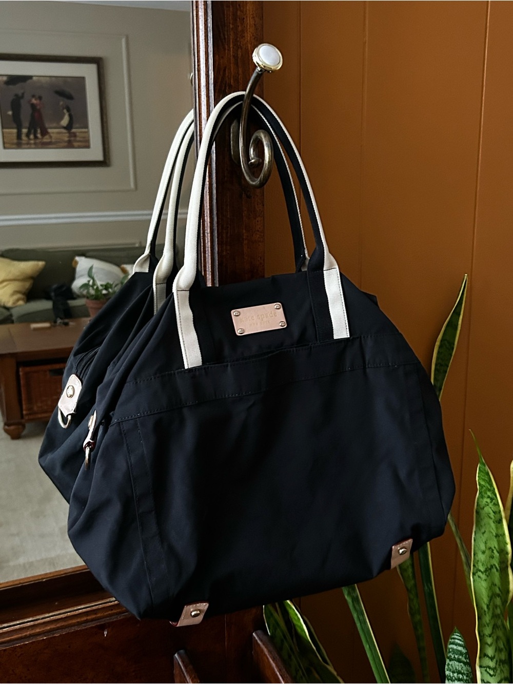 kate spade Black Shoulder Bag with White Handles